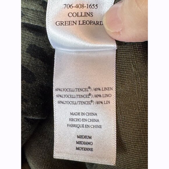 Rails Collin Leopard Print Utility Military Jacket Sz Medium Linen Blend Safari - Picture 6 of 9